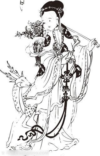 仙子手绘线描108罗汉矢量PNG绘画图片