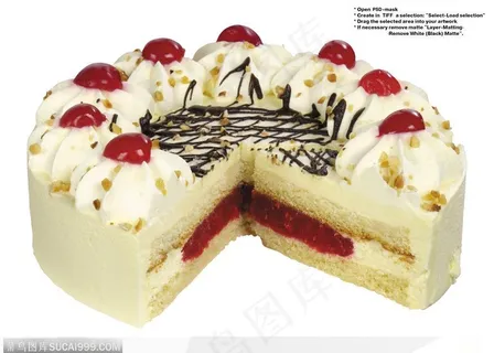 美味蛋糕-切开的白色蛋糕