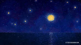 蓝色星空插画壁纸