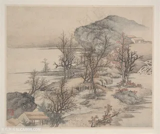 清代樊圻山水册页秋山行旅国画图片