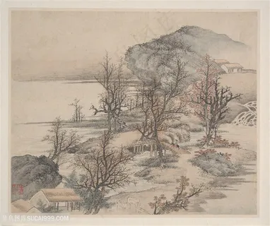 清代樊圻山水册页秋山行旅国画图片 清代樊圻山水册页秋山行旅国画图片