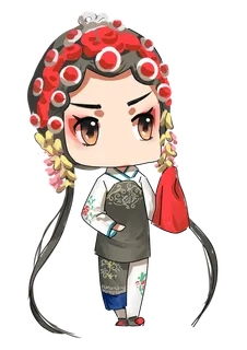 卡通京剧戏剧人物脸谱插画PNG图片 国潮中国风Q版戏剧人物PS素材