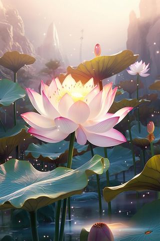 节气国风夏日荷花背景