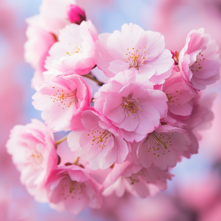 粉色的樱花花枝细节特写摄影图