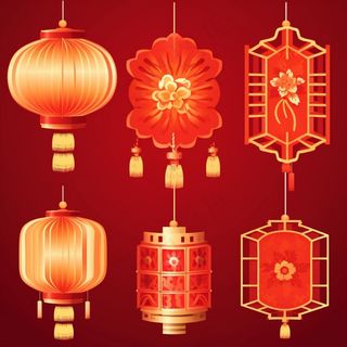 红灯笼过年过节喜庆插画素材