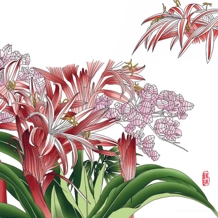 高清兰花水彩画
