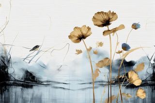 中国风意境线条金色荷花背景