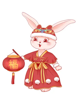 仙女灯笼图 灯笼兔子 兔年兔子 兔年元素 兔子
