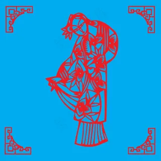 古风人物剪纸 剪纸风元素