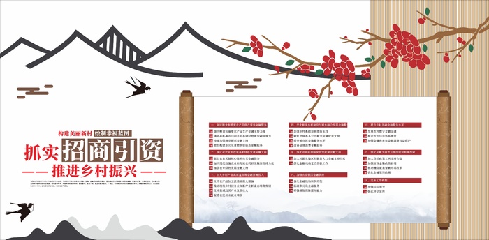 乡镇实施乡村振兴引资招商乡村振兴农村文化墙