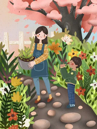 大气妇女节女神女王女生母亲节卡通手绘插图插画海报素材设计模板