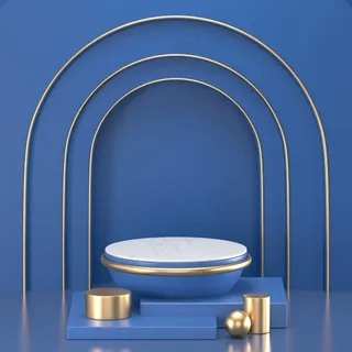 蓝色创意时尚简约3D展台背景