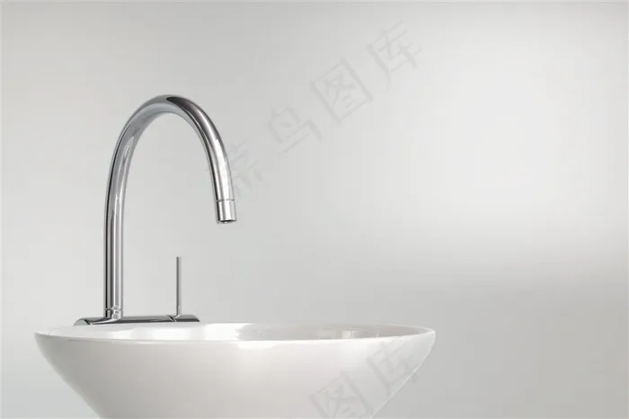 洗手台与不锈钢水龙头摄影高清图片