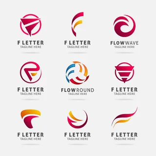 字母 f 标志设计高级矢量的集合