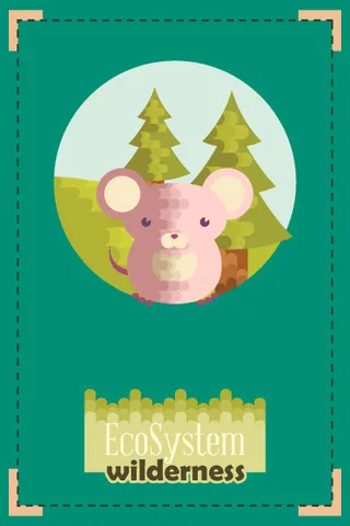 自然风景动物植物扁平矢量插画