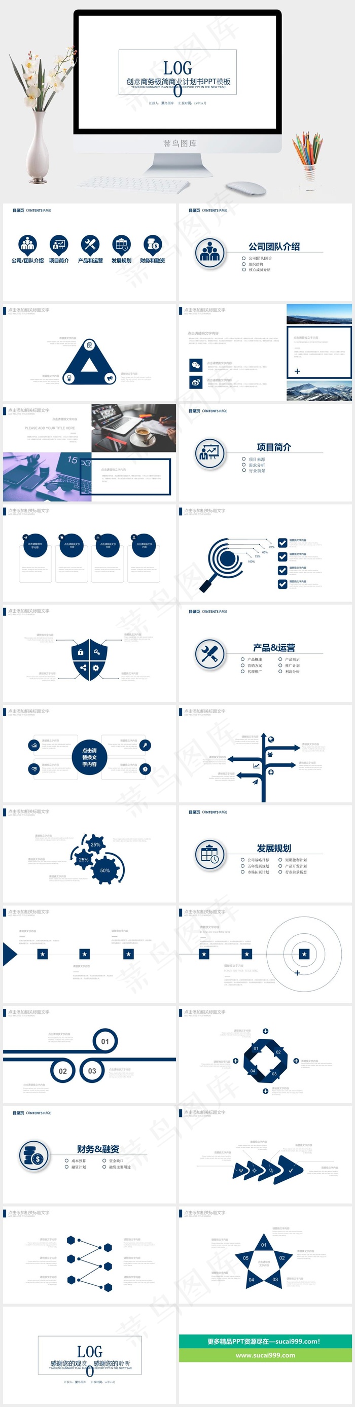创意商务极简商业计划书PPT模板