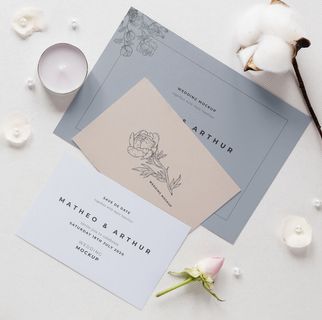 棉花和蜡烛贺卡装扮PSD素材