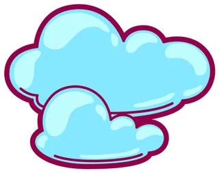 蓝色云朵线条画卡通