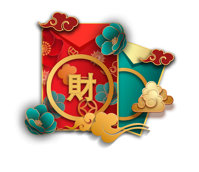 中国风花朵大红包素材ai矢量模版下载