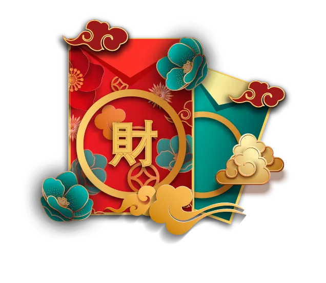 中国风花朵大红包素材ai矢量模版下载