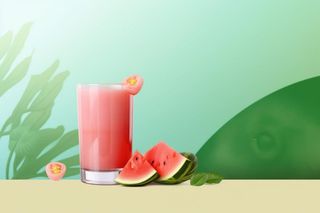 清新莲花夏日饮料西瓜汁背景