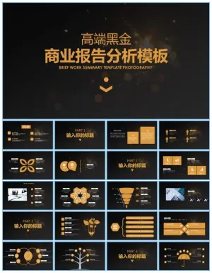 高端黑金商业工作报告分析ppt模板预览图