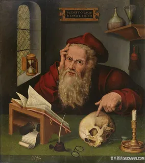 书房思考的老人油画装饰画