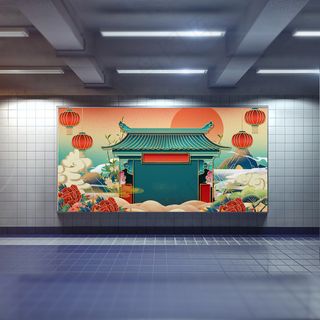 中国风国潮展板背景psd分层模板