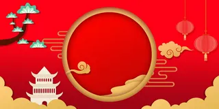 2022虎年新年春节卡通模板喜庆节日背景