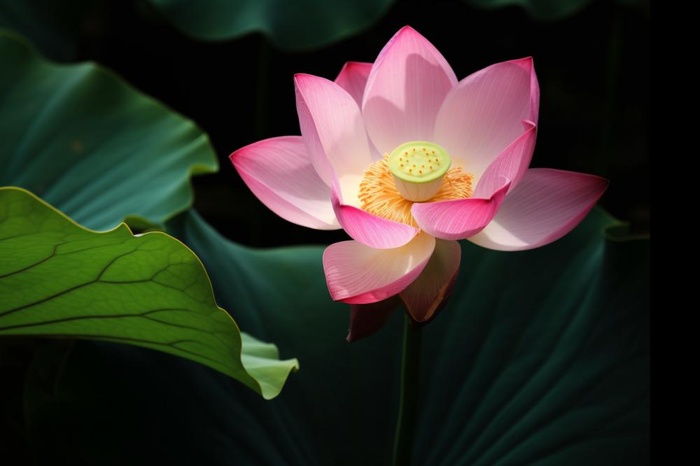 莲花光影暗黑摄影图(1344x896)