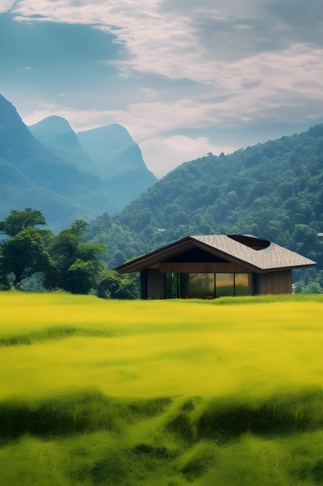 夏日阳光小屋清新背景(2400x3600)