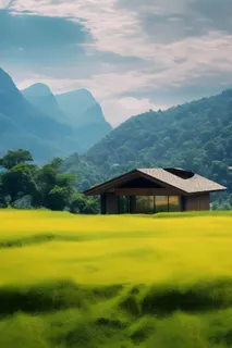 夏日阳光小屋清新背景