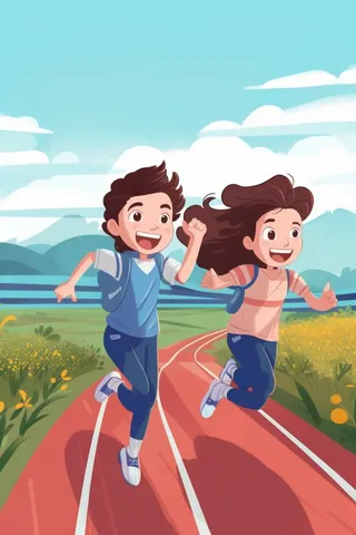 操场学生儿童插画背景