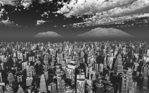 鸟瞰城市建筑景色图片