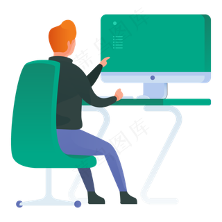 打电脑人物免抠图