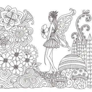 浪漫童话城堡手绘黑白线描线稿