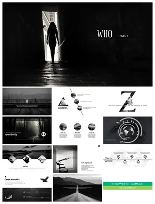 素雅简约黑白文艺范PPT模板