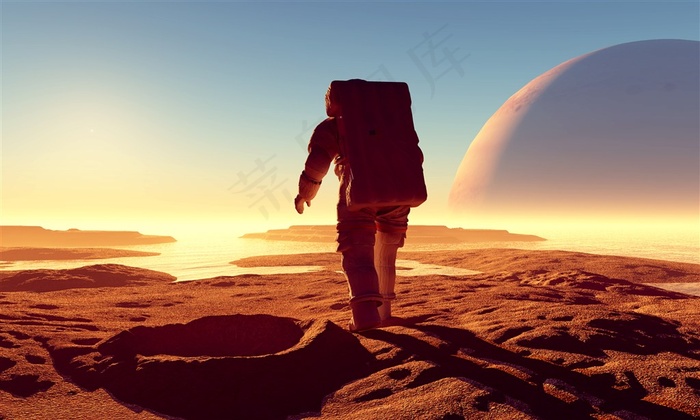 创意宇航员与星球创意高清图