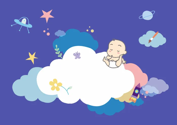 快乐儿童遨游星空太空幼儿元素psd模版下载