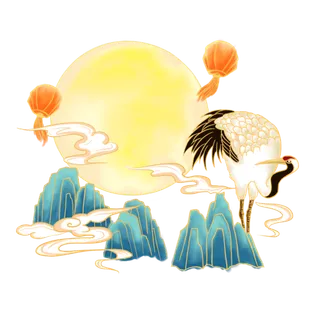 国潮仙鹤插画免扣素材设计素材 国潮仙鹤插画免扣素材设计素材