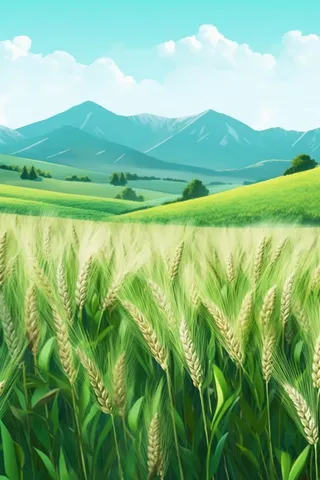 小麦插画背景图
