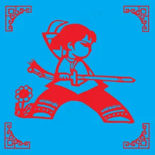 舞剑剪纸 剪纸风元素