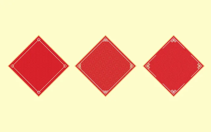 中国风古典传统图案边框纹理祥云灯笼装饰线条PSD背景素材
