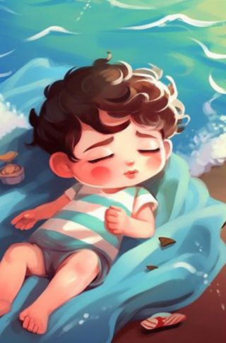 睡觉的小男孩插画背景