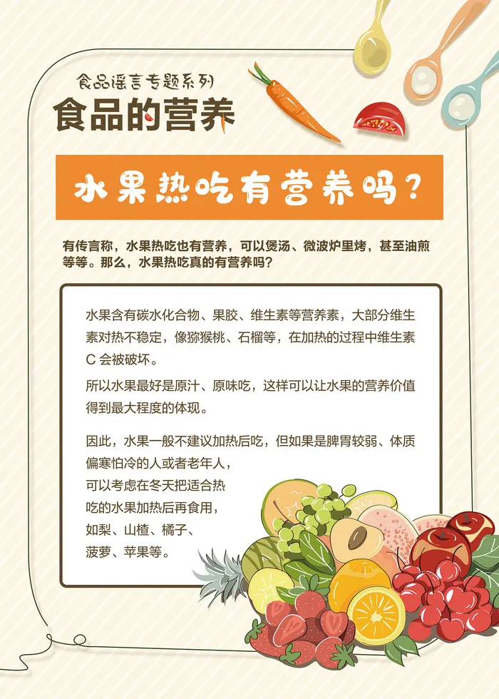 食品的营养科学辟谣知识海报
