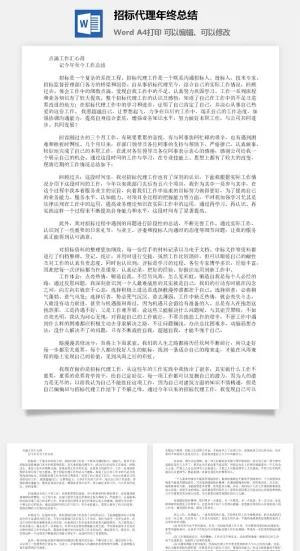 招标代理年终总结word模板