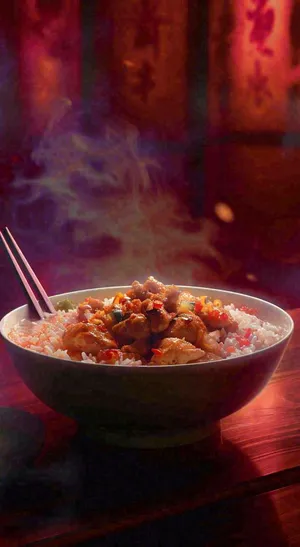 温馨美食盖浇饭排骨饭，中国美食