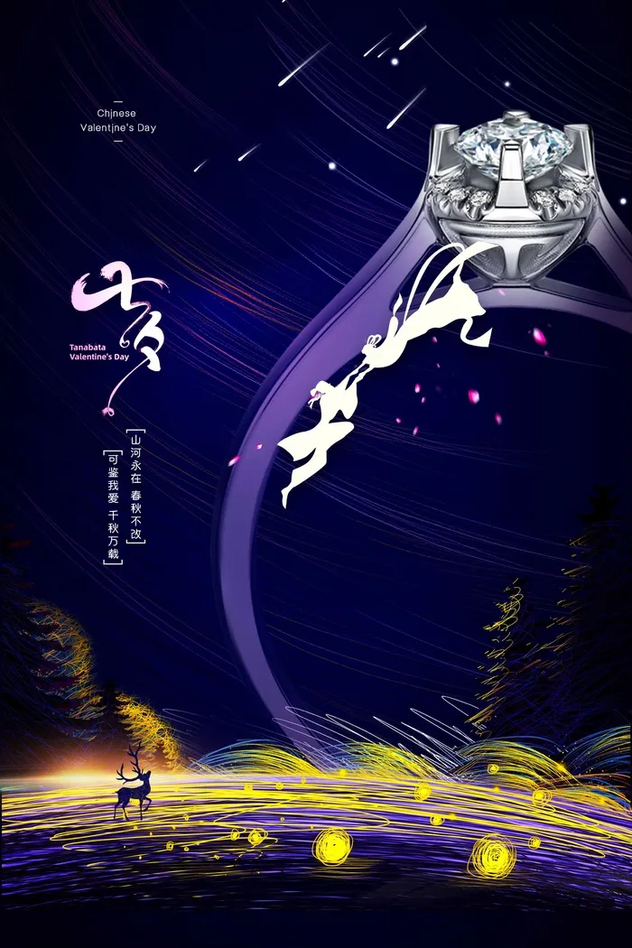 七夕简约大气营销宣传展板psd模版下载