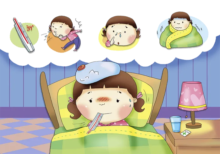儿童发烧卡通