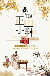中国风正山小种红茶春茶上市促销海报